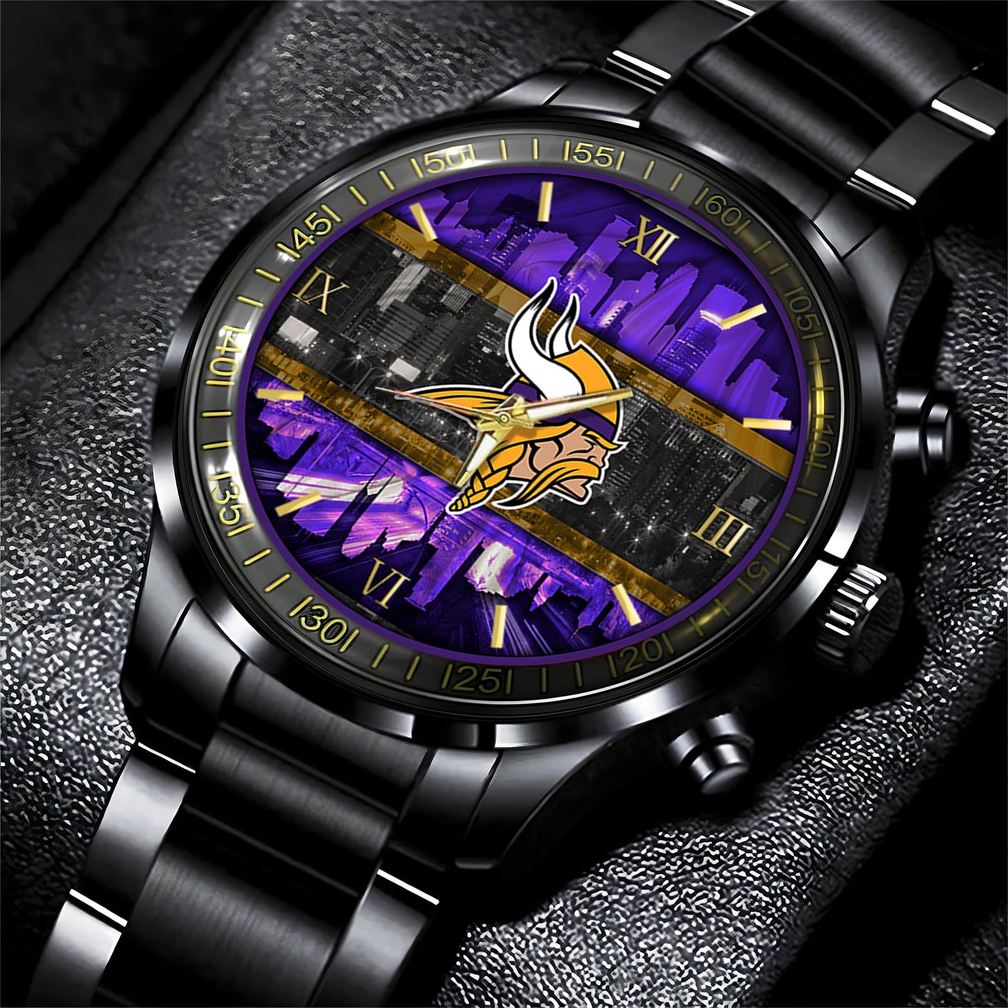 Minnesota Vikings Black Fashion Watch Gifts For Sport Fans AZWATCH97