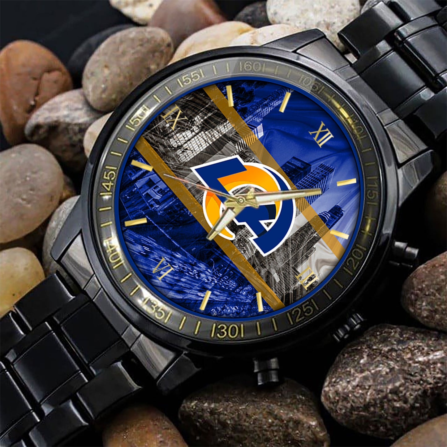 Los Angeles Rams Black Fashion Watch Gifts For Sport Fans AZWATCH96