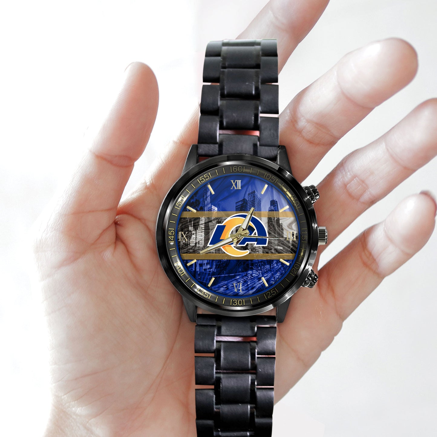 Los Angeles Rams Black Fashion Watch Gifts For Sport Fans AZWATCH96