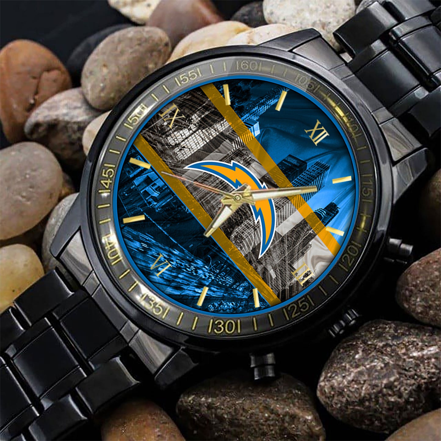 Los Angeles Chargers Black Fashion Watch Gifts For Sport Fans AZWATCH01