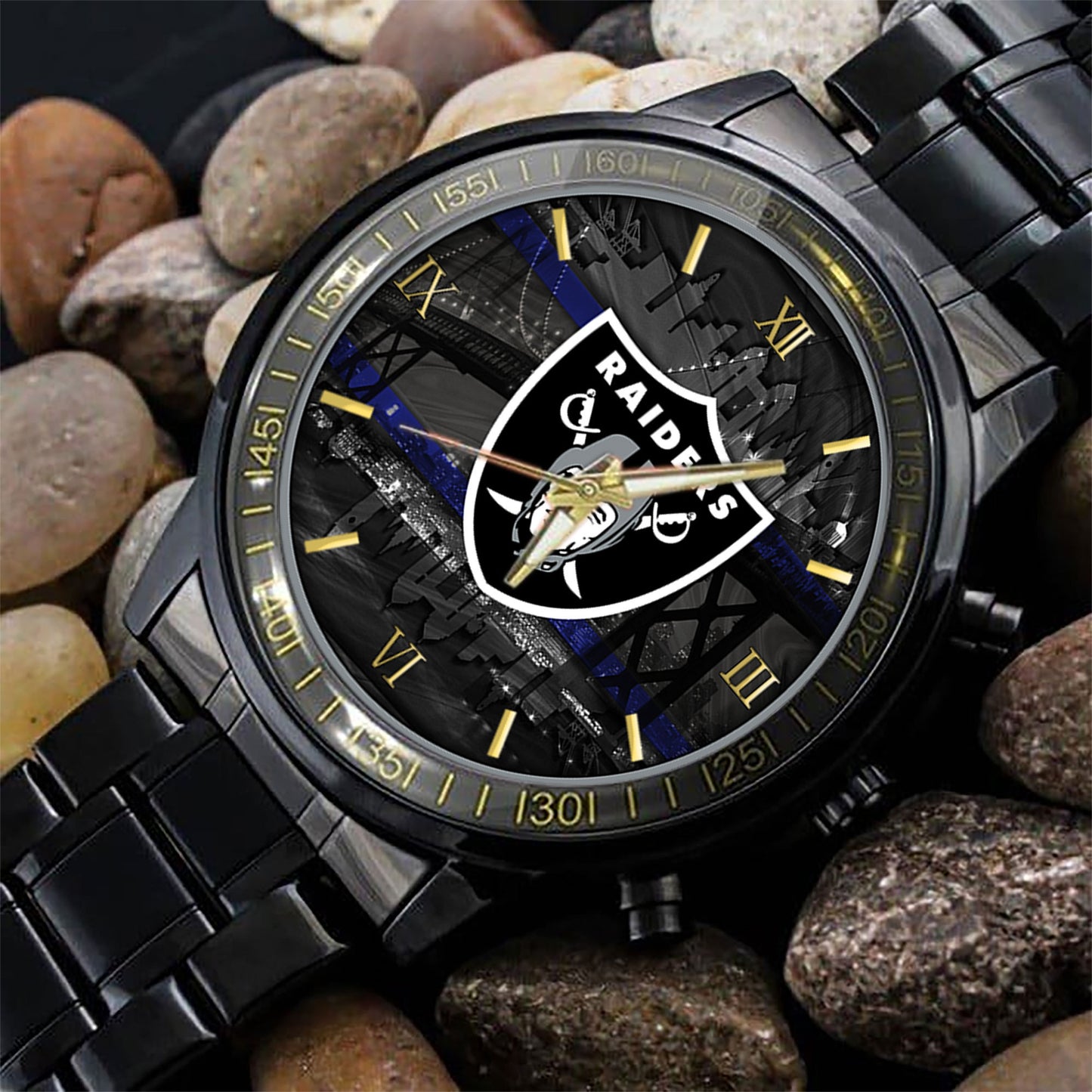Las Vegas Raiders Black Fashion Watch Gifts For Sport Fans AZWATCH02