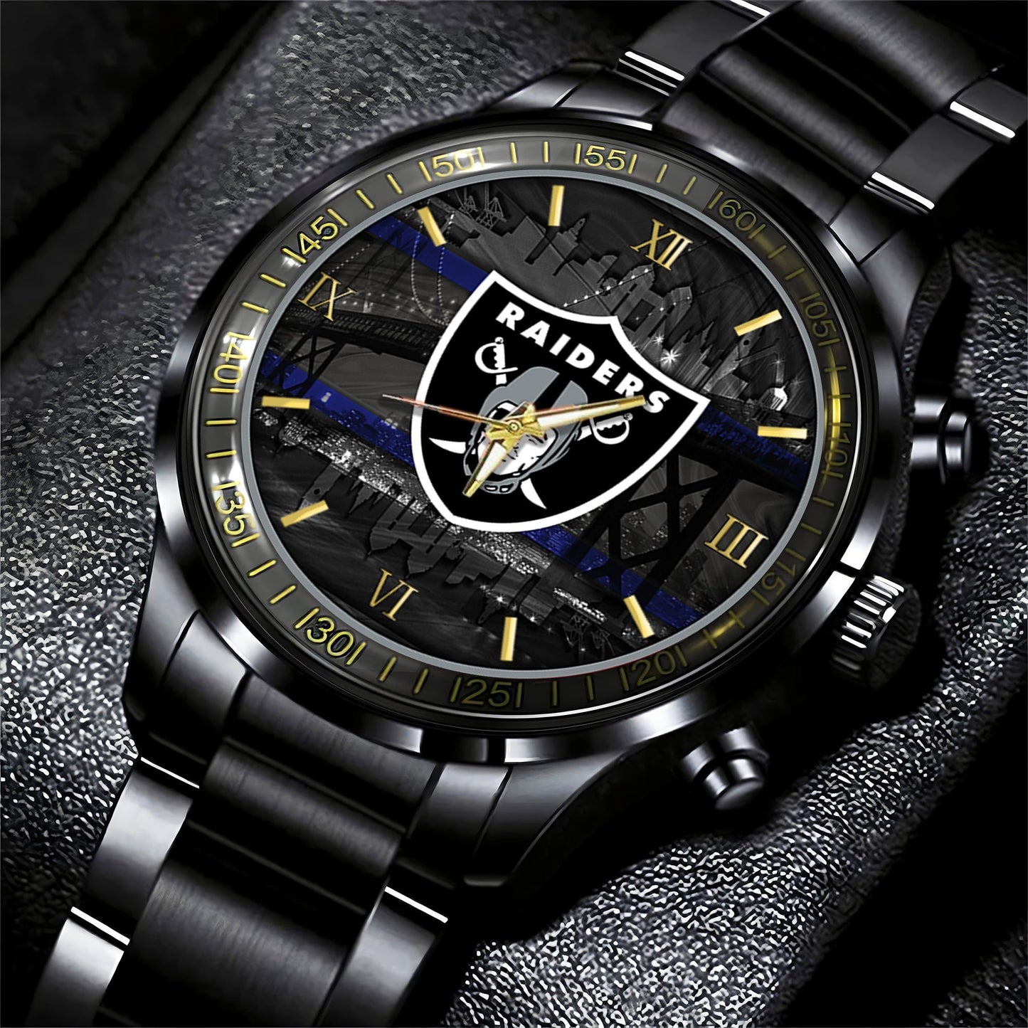 Las Vegas Raiders Black Fashion Watch Gifts For Sport Fans AZWATCH02