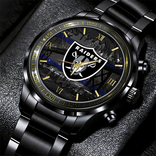 Las Vegas Raiders Black Fashion Watch Gifts For Sport Fans AZWATCH02