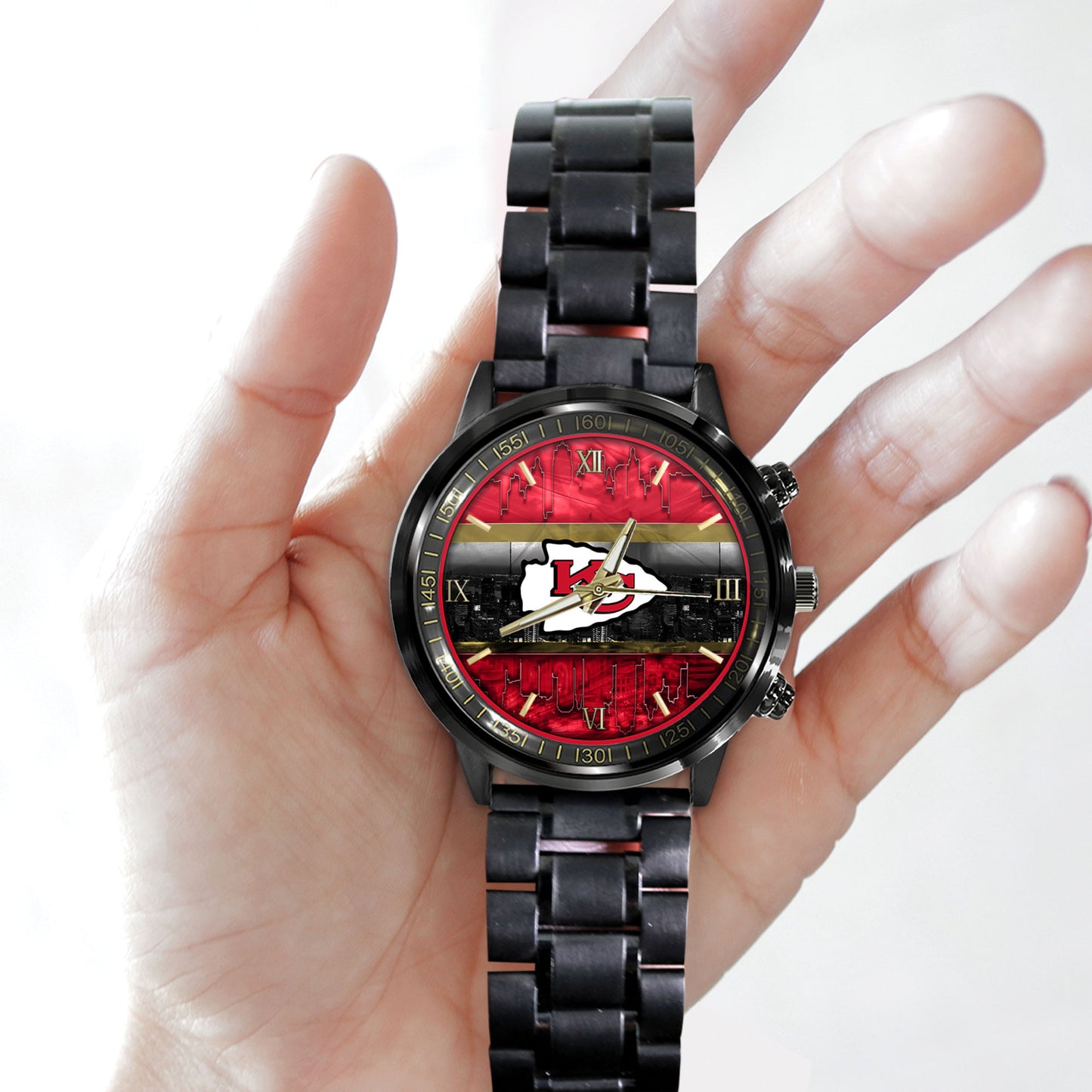 Kansas City Chiefs Black Fashion Watch Gifts For Sport Fans AZWATCH05