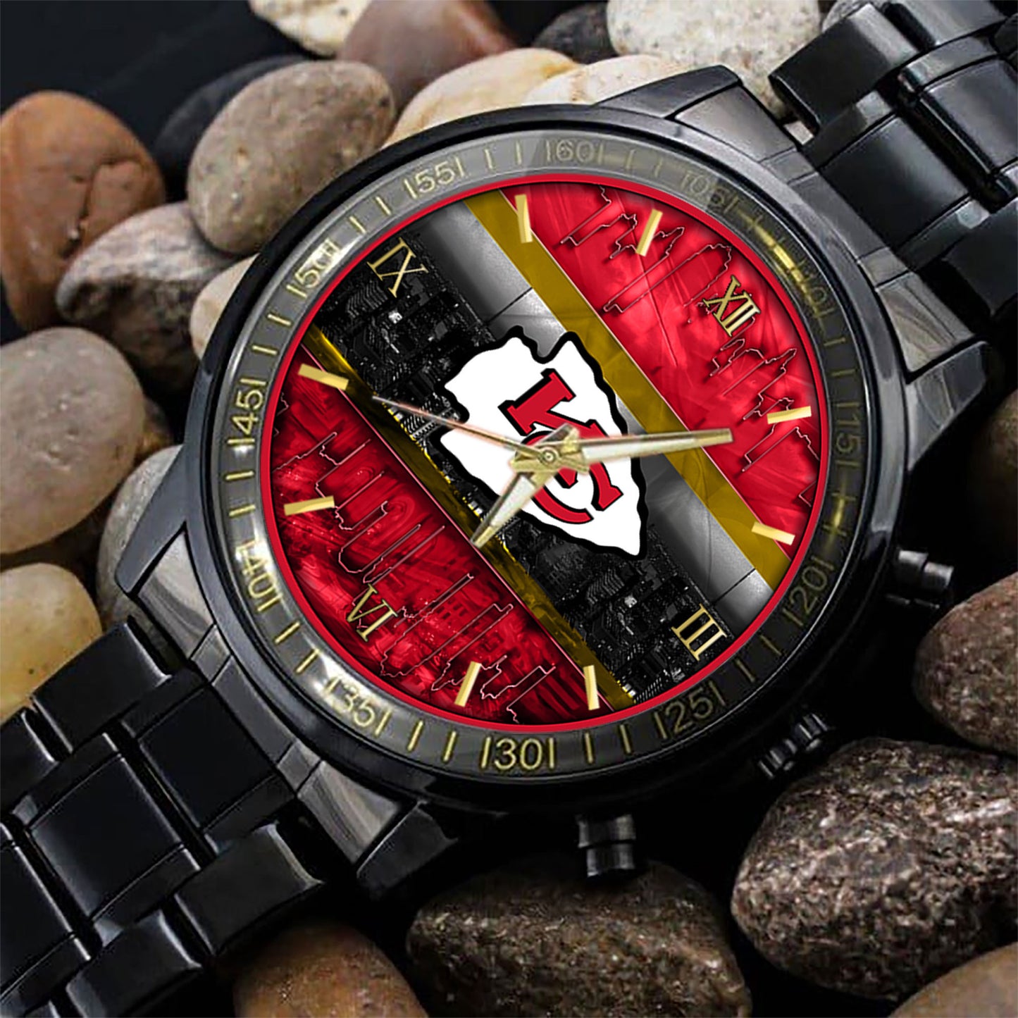 Kansas City Chiefs Black Fashion Watch Gifts For Sport Fans AZWATCH05