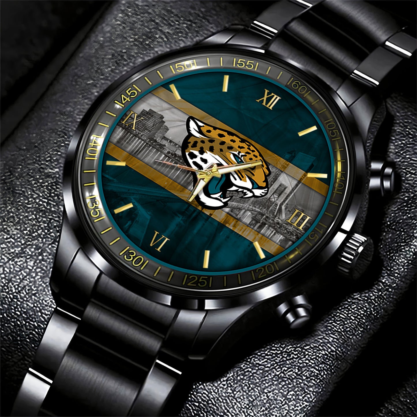 Jacksonville Jaguars Black Fashion Watch Gifts For Sport Fans AZWATCH04
