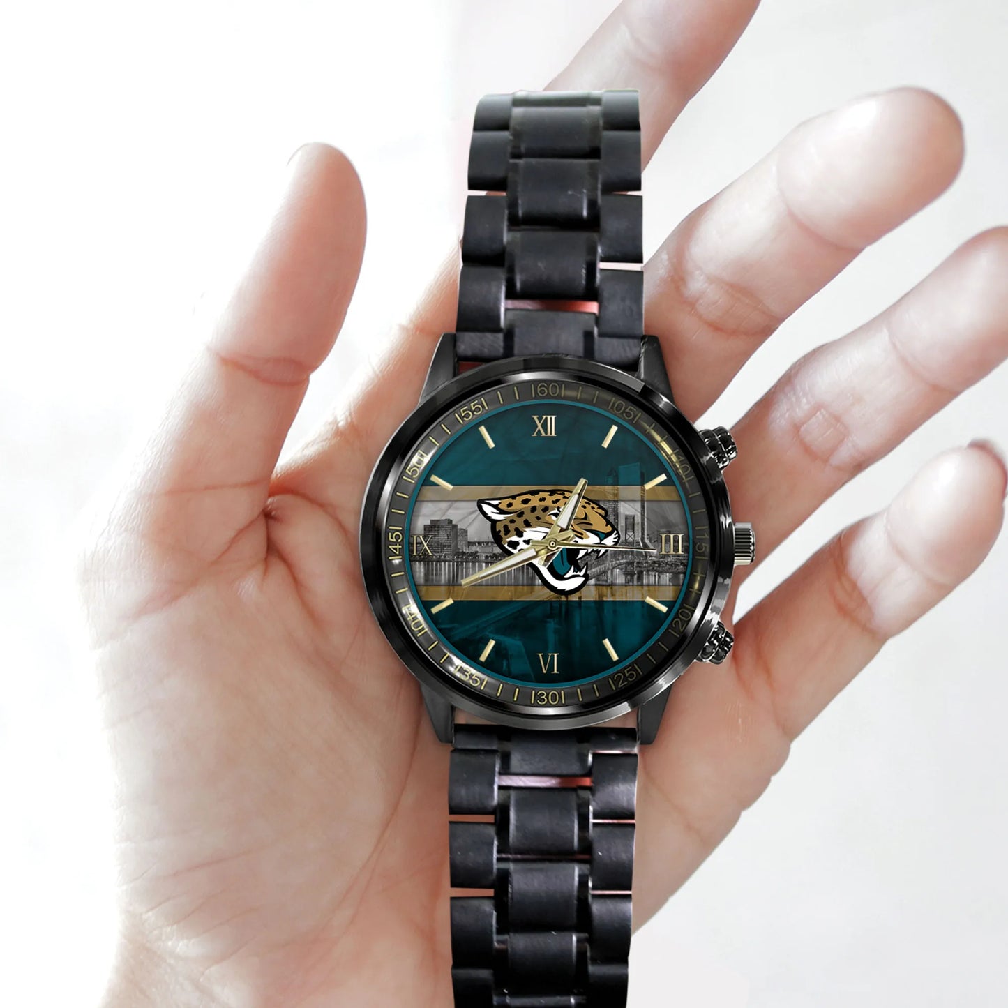 Jacksonville Jaguars Black Fashion Watch Gifts For Sport Fans AZWATCH04