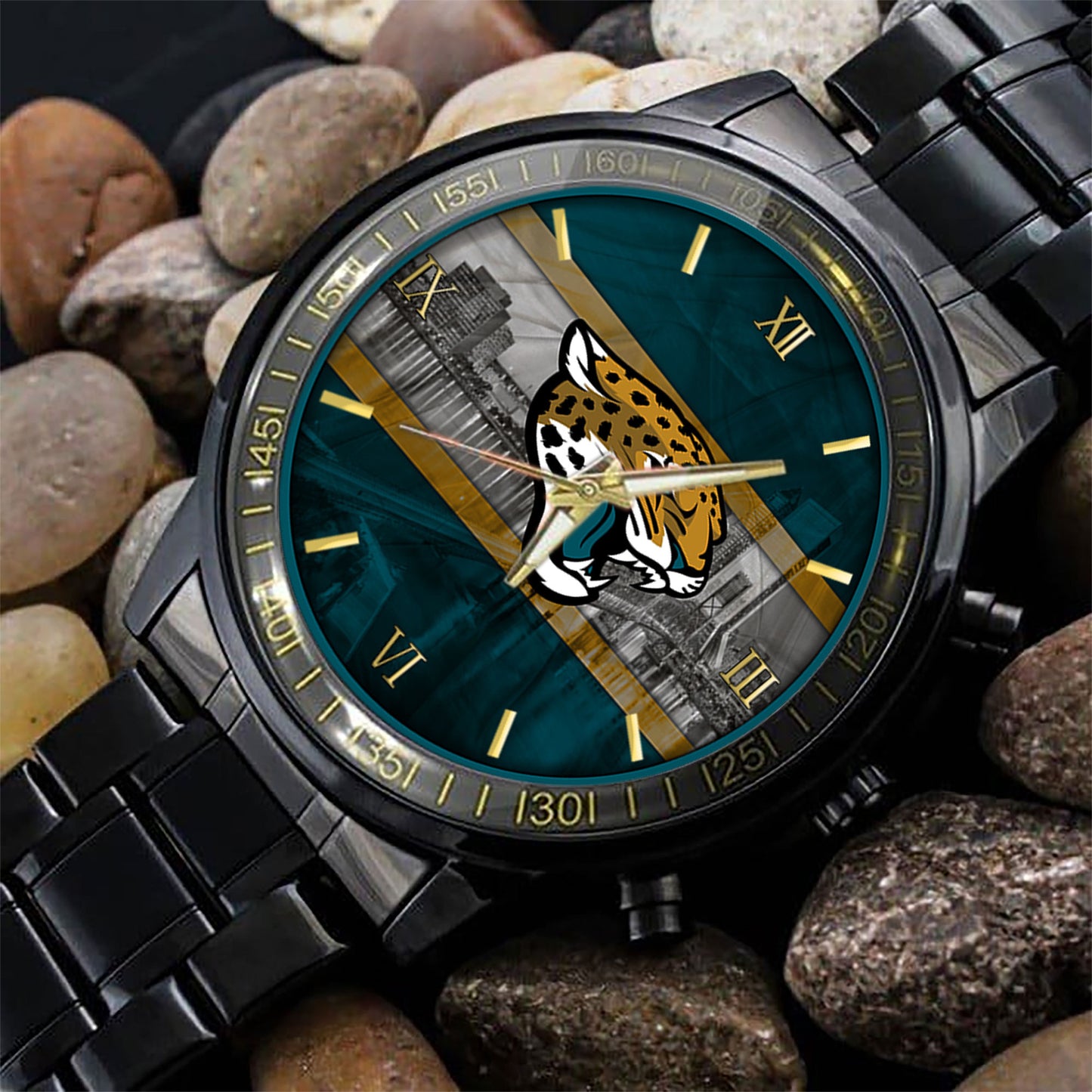Jacksonville Jaguars Black Fashion Watch Gifts For Sport Fans AZWATCH04