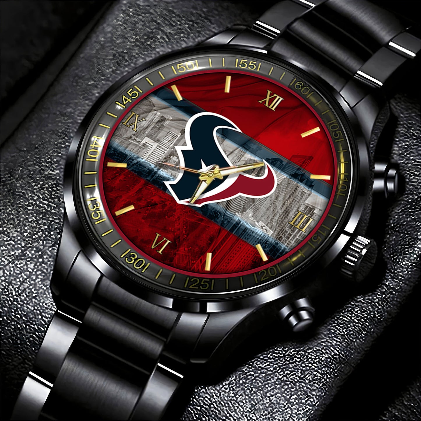 Houston Texans Black Fashion Watch Gifts For Sport Fans AZWATCH07