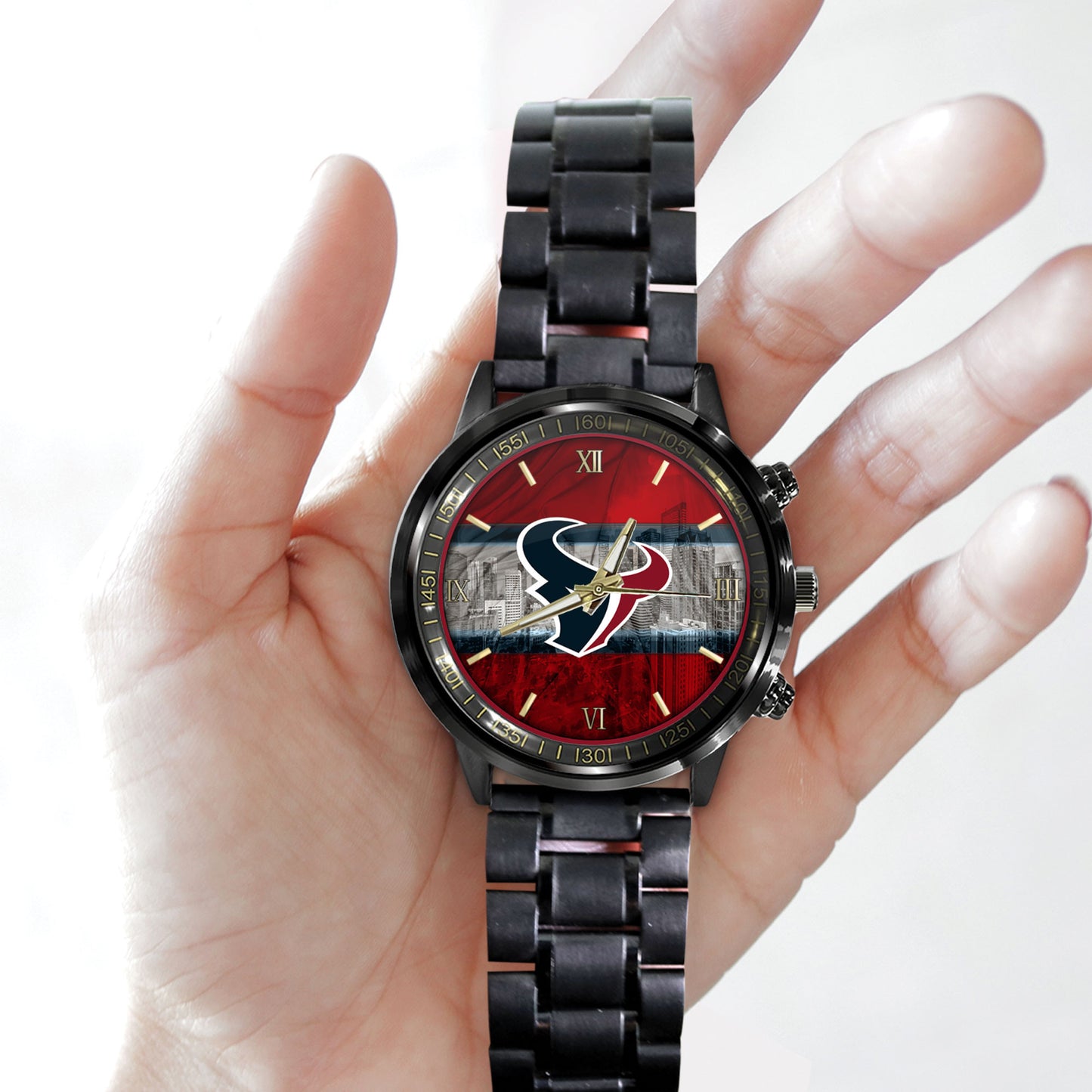 Houston Texans Black Fashion Watch Gifts For Sport Fans AZWATCH07