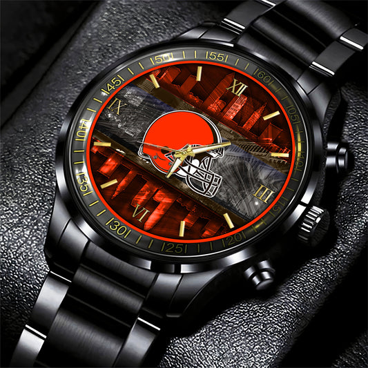 Cleveland Browns Black Fashion Watch Gifts For Sport Fans AZWATCH10