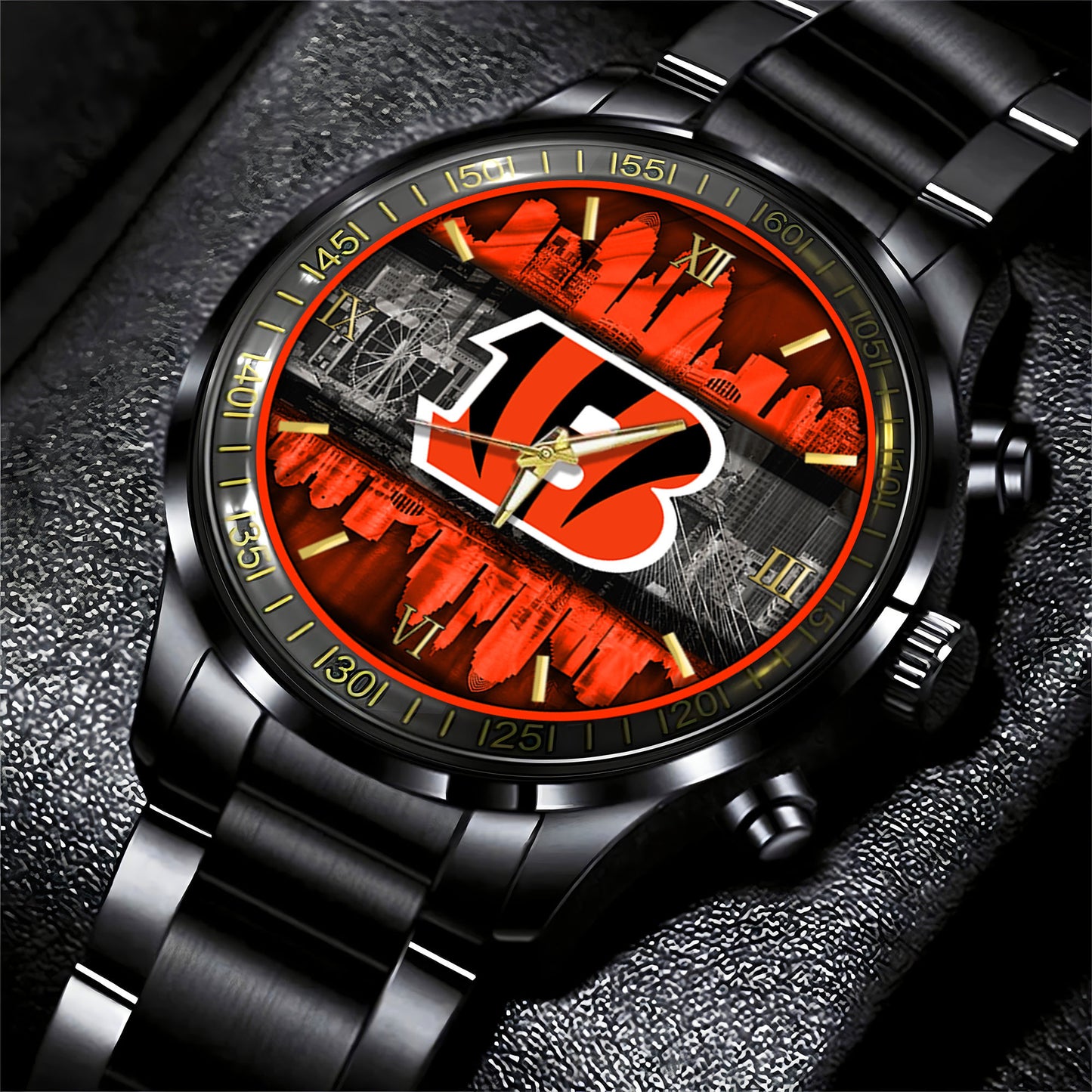 Cincinnati Bengals Black Fashion Watch Gifts For Sport Fans AZWATCH13