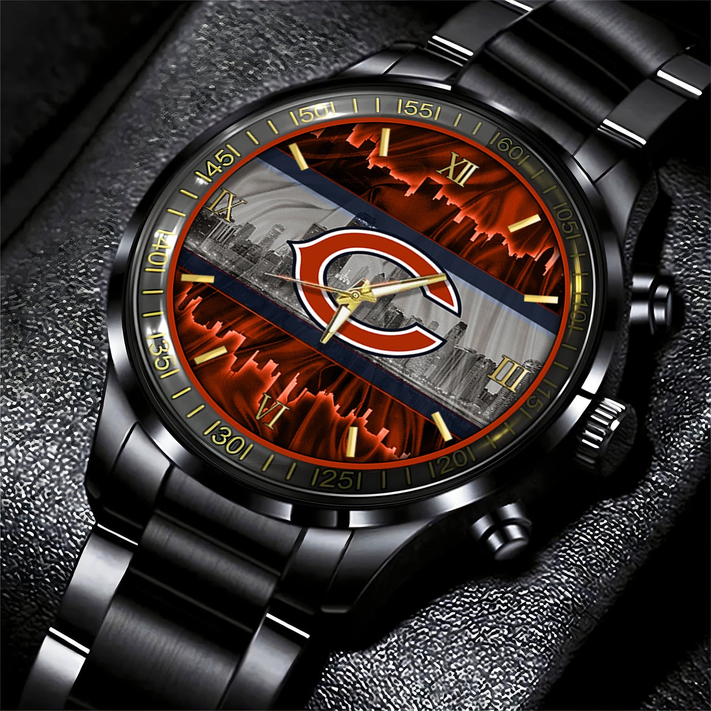 Chicago Bears Black Fashion Watch Gifts For Sport Fans AZWATCH12