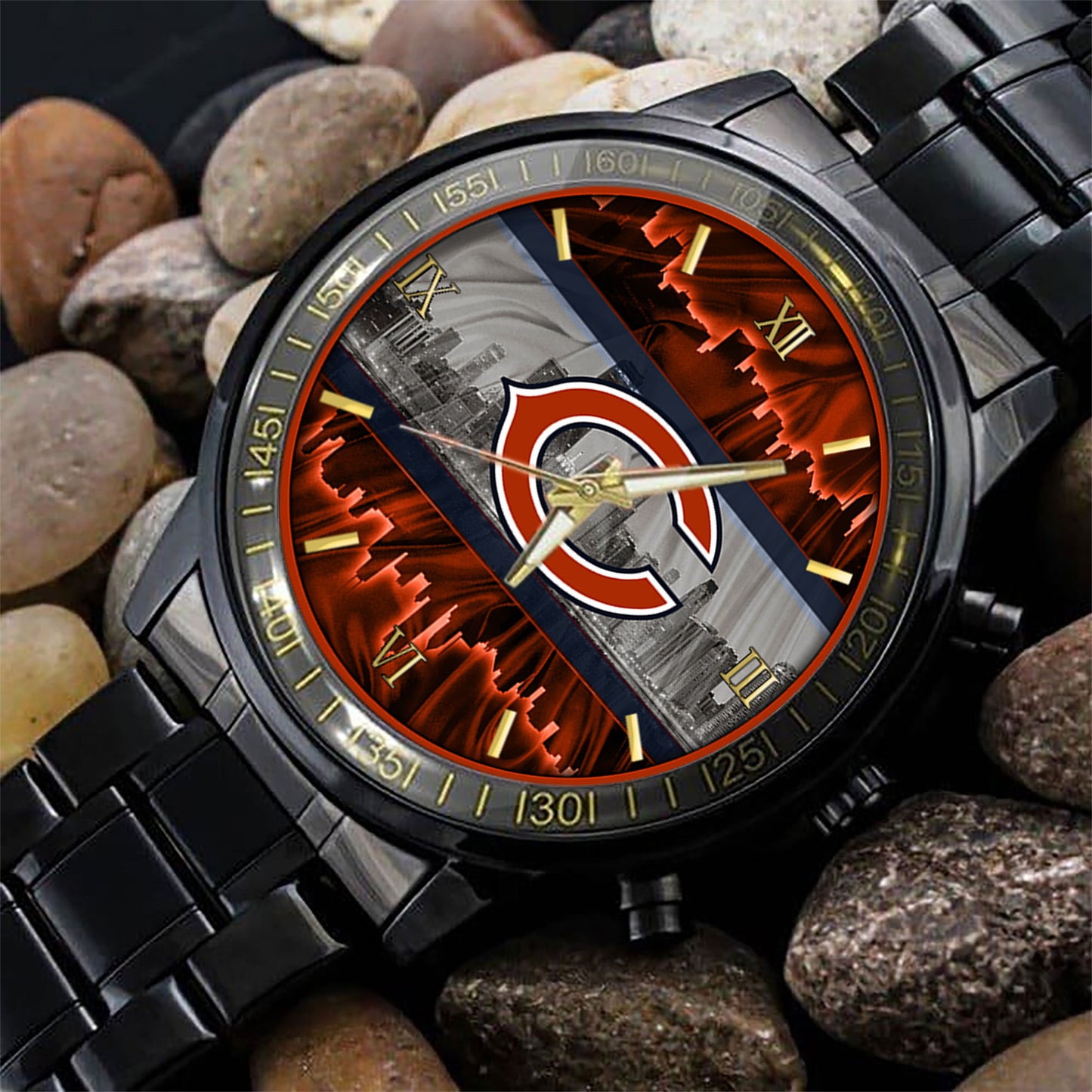Chicago Bears Black Fashion Watch Gifts For Sport Fans AZWATCH12