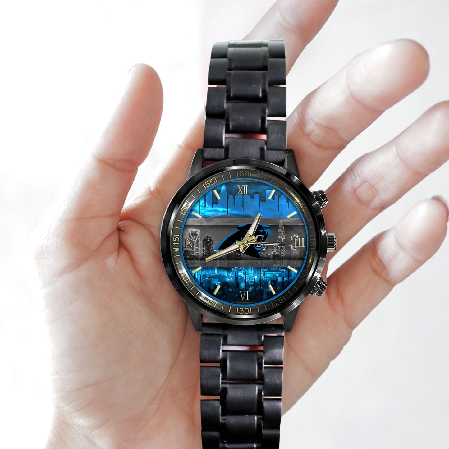Carolina Panthers Black Fashion Watch Gifts For Sport Fans AZWATCH15