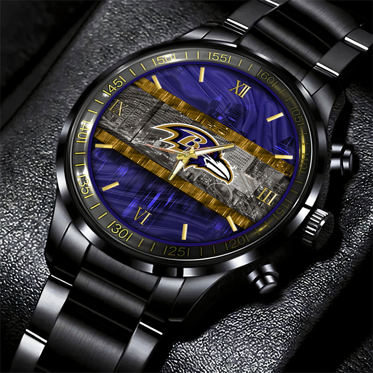 Baltimore Ravens Black Fashion Watch Gifts For Sport Fans AZWATCH16