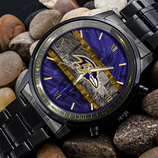 Baltimore Ravens Black Fashion Watch Gifts For Sport Fans AZWATCH16