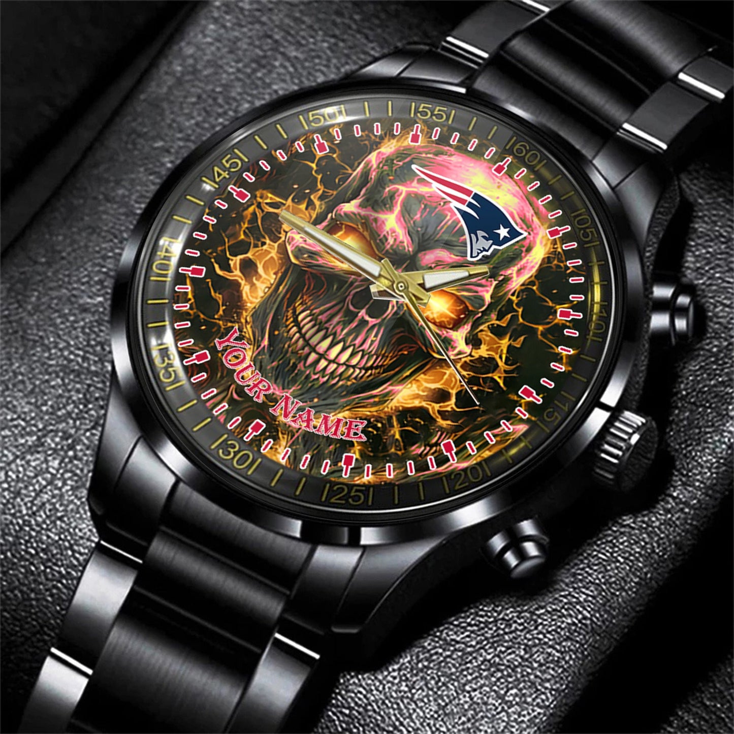 New England Patriots Black Fashion Watch Gifts For Sport Fans AZWATCH26