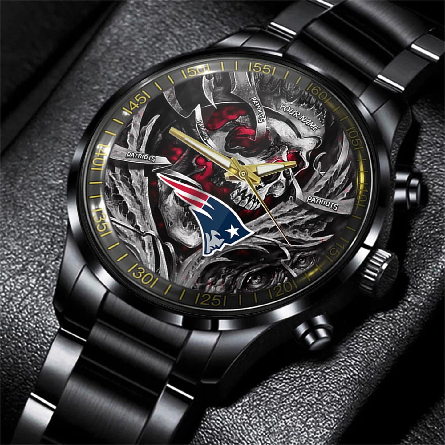 New England Patriots Black Fashion Watch Gifts For Sport Fans AZWATCH26