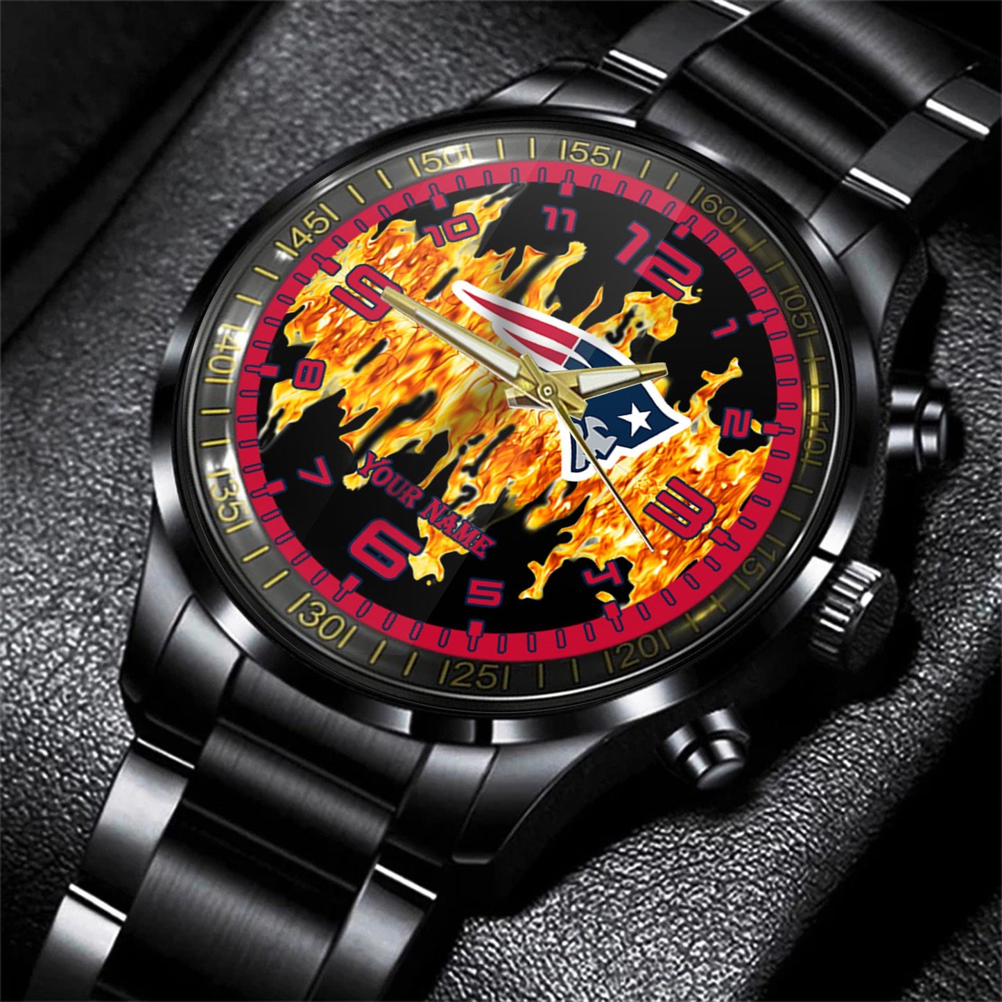 New England Patriots Black Fashion Watch Gifts For Sport Fans AZWATCH26