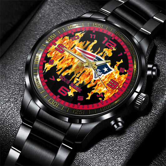 New England Patriots Black Fashion Watch Gifts For Sport Fans AZWATCH26