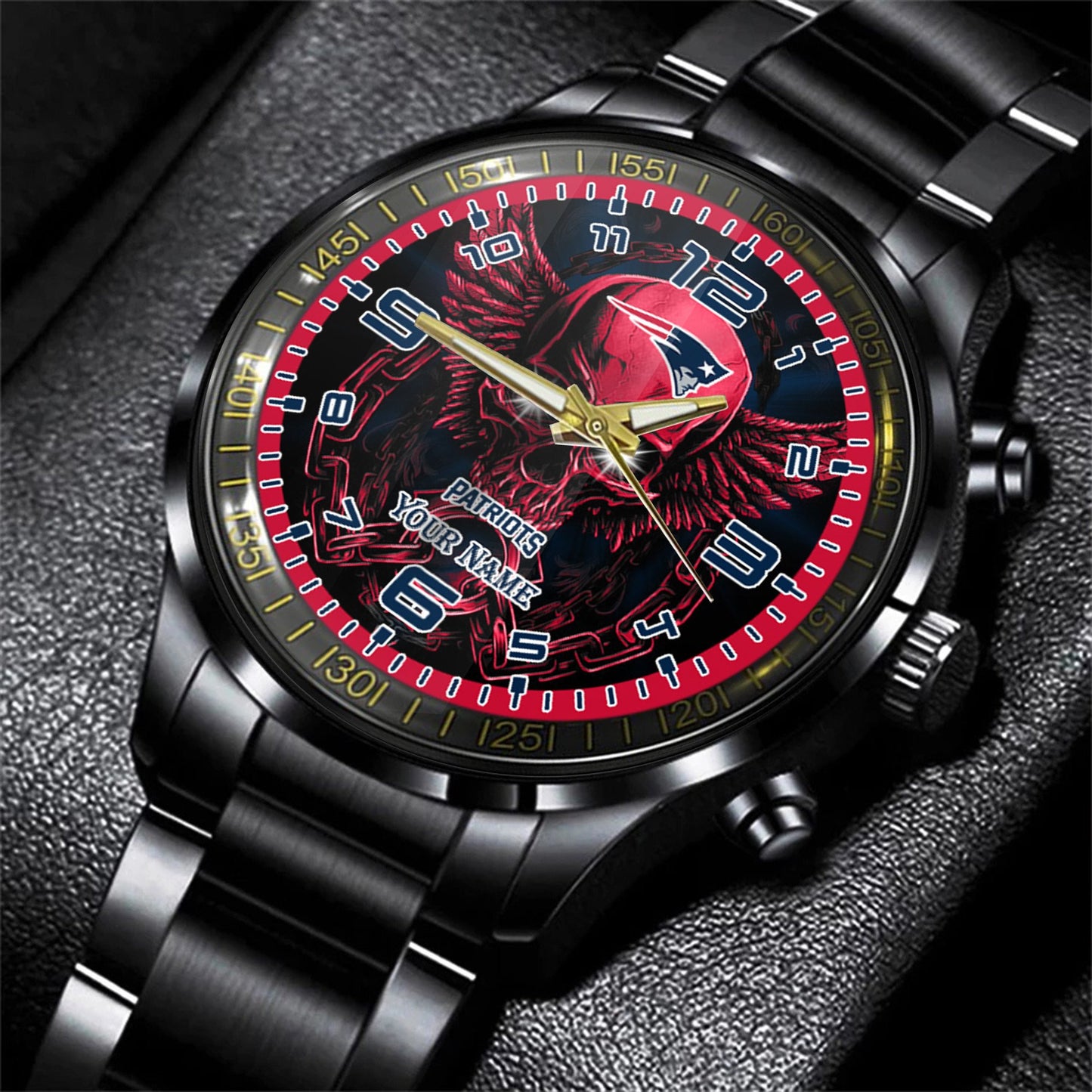 New England Patriots Black Fashion Watch Gifts For Sport Fans AZWATCH26