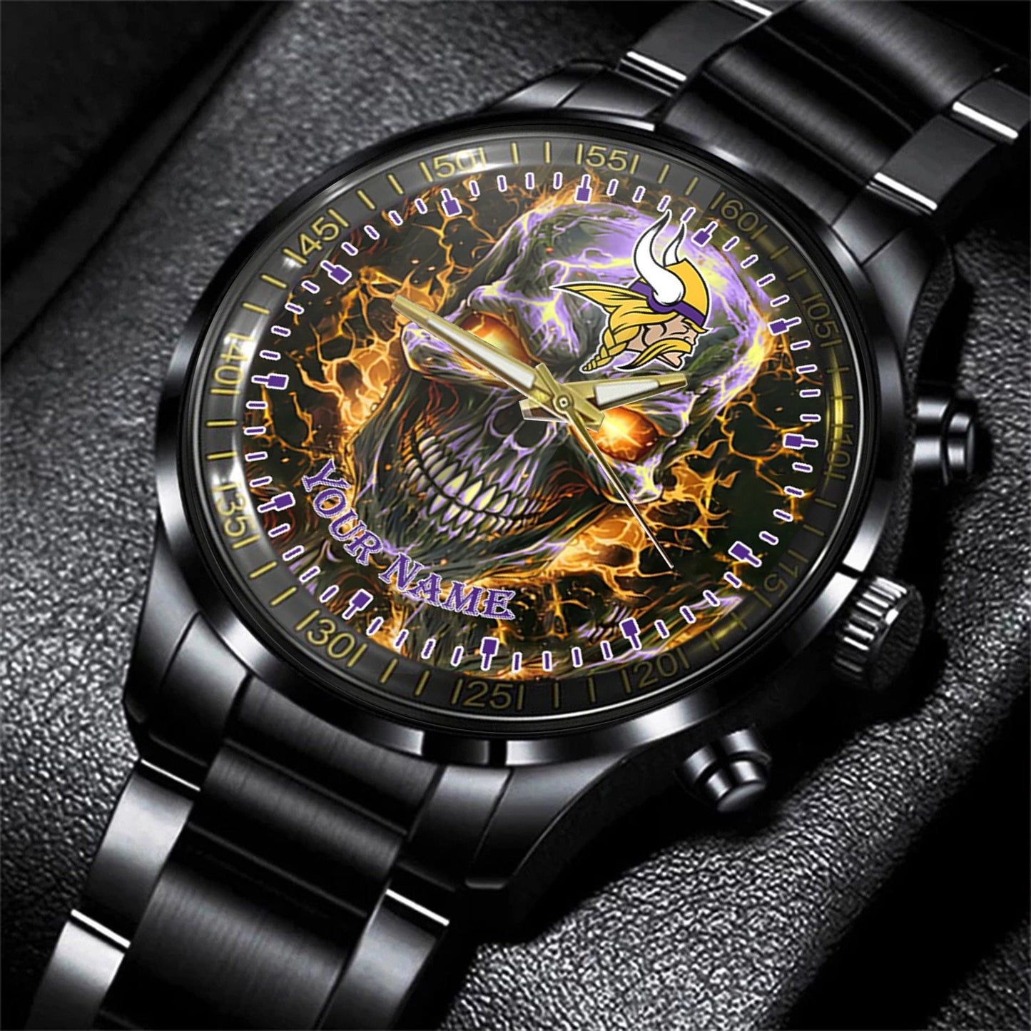 Minnesota Vikings Black Fashion Watch Gifts For Sport Fans AZWATCH28
