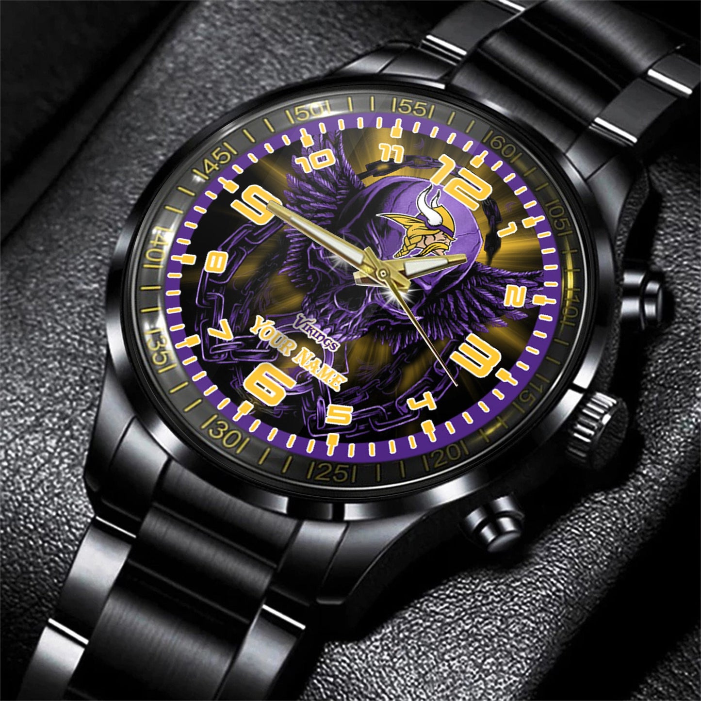 Minnesota Vikings Black Fashion Watch Gifts For Sport Fans AZWATCH28