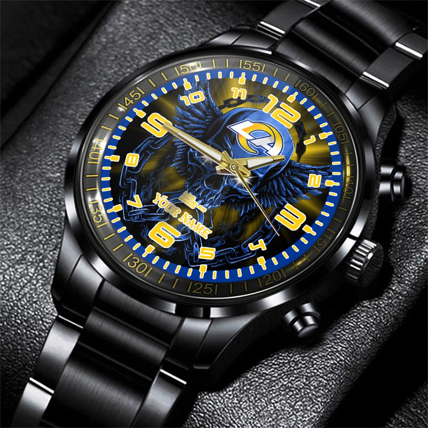 Los Angeles Rams Black Fashion Watch Gifts For Sport Fans AZWATCH29