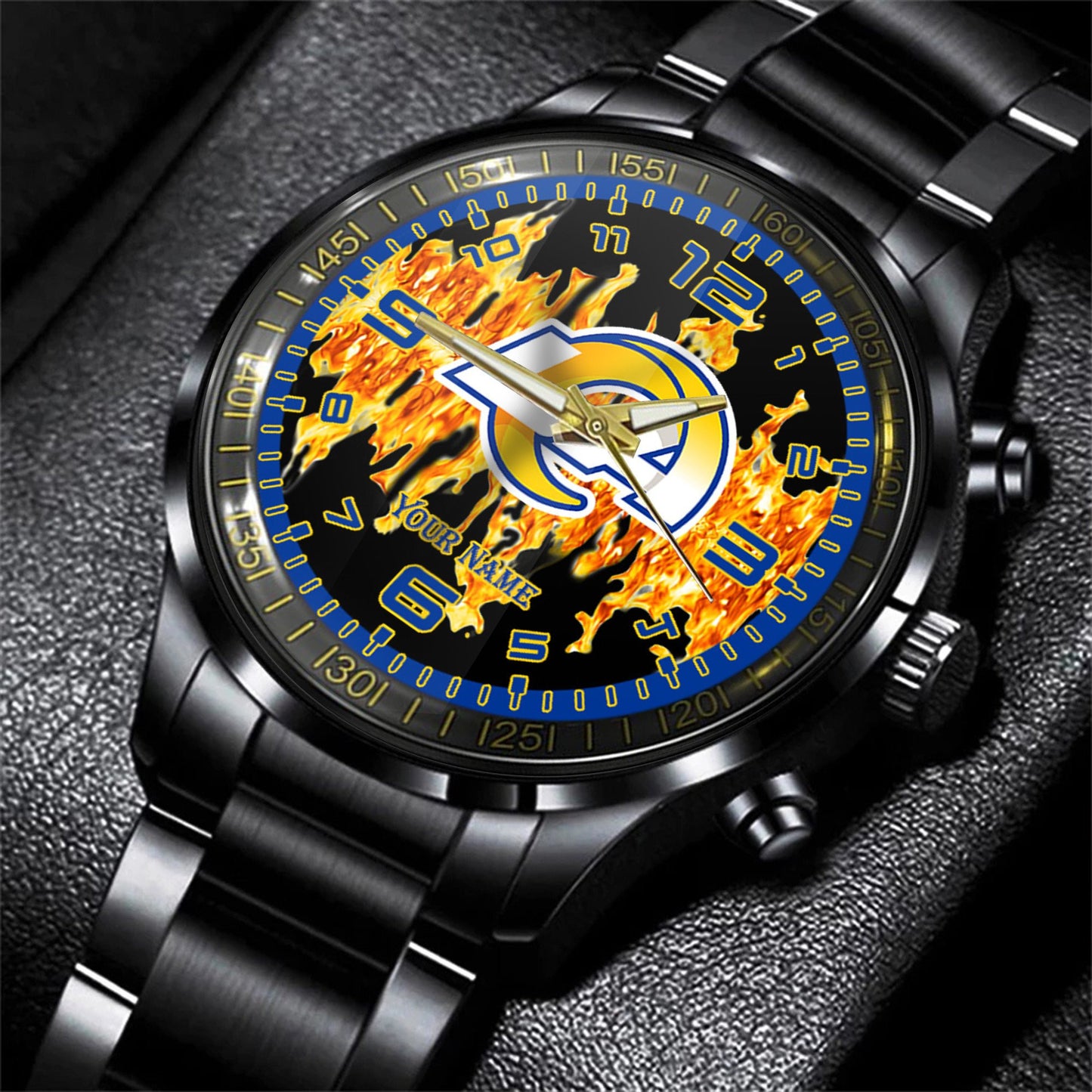 Los Angeles Rams Black Fashion Watch Gifts For Sport Fans AZWATCH29