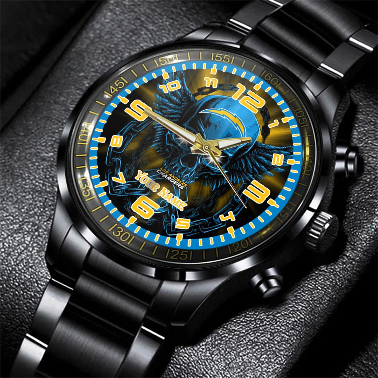 Los Angeles Chargers Black Fashion Watch Gifts For Sport Fans AZWATCH30