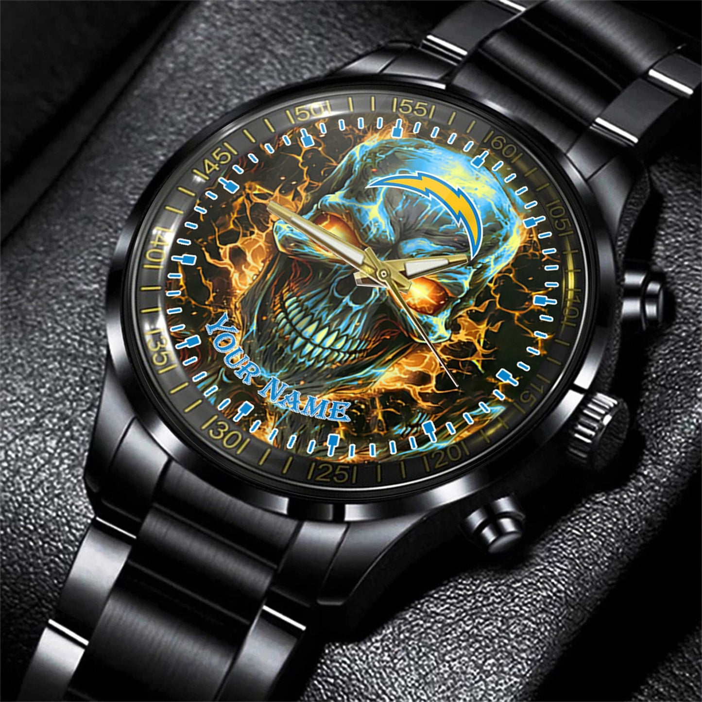 Los Angeles Chargers Black Fashion Watch Gifts For Sport Fans AZWATCH30