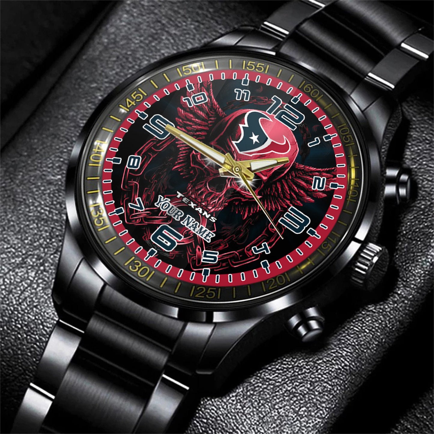 Houston Texans Black Fashion Watch Gifts For Sport Fans AZWATCH33