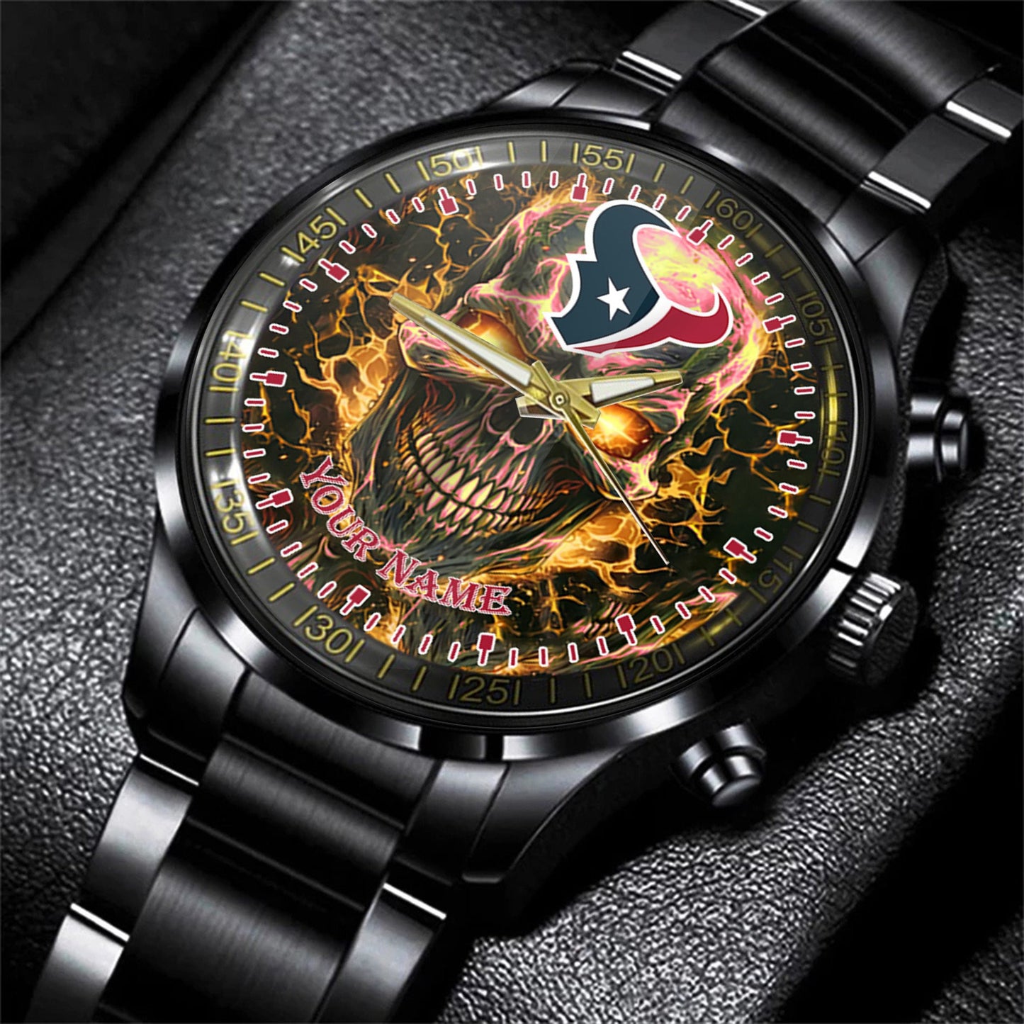 Houston Texans Black Fashion Watch Gifts For Sport Fans AZWATCH33