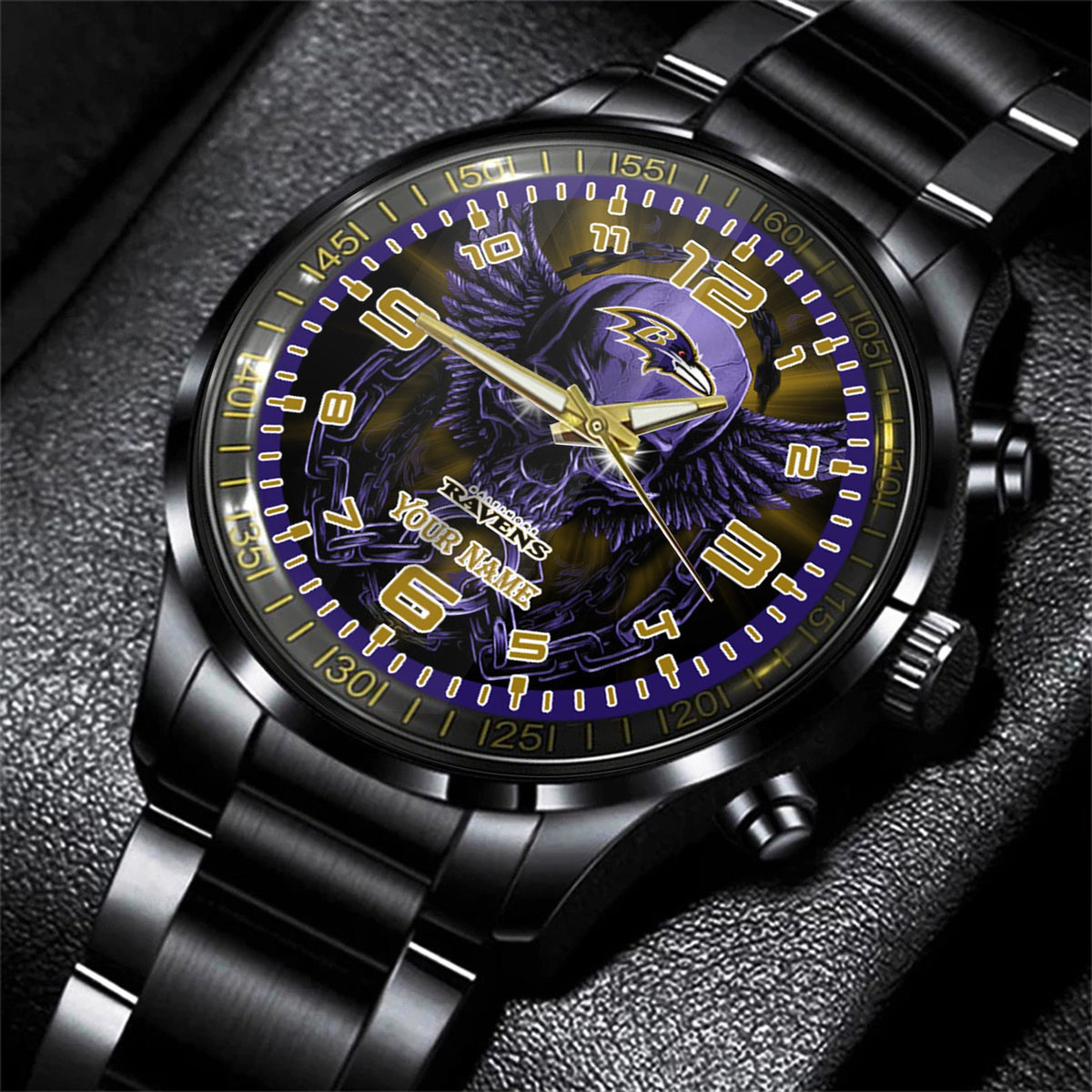 Baltimore Ravens Black Fashion Watch Gifts For Sport Fans AZWATCH39