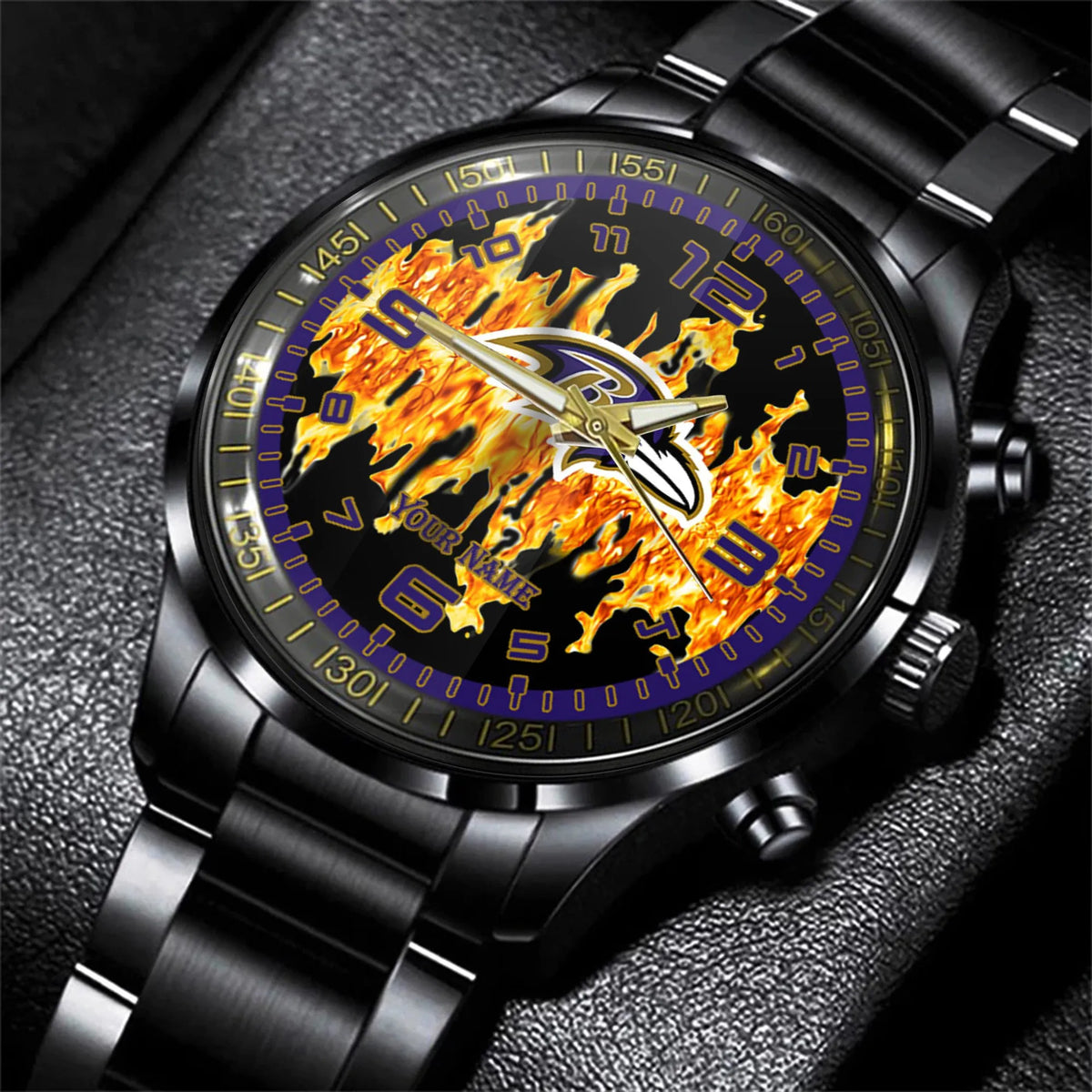 Baltimore Ravens Black Fashion Watch Gifts For Sport Fans AZWATCH39