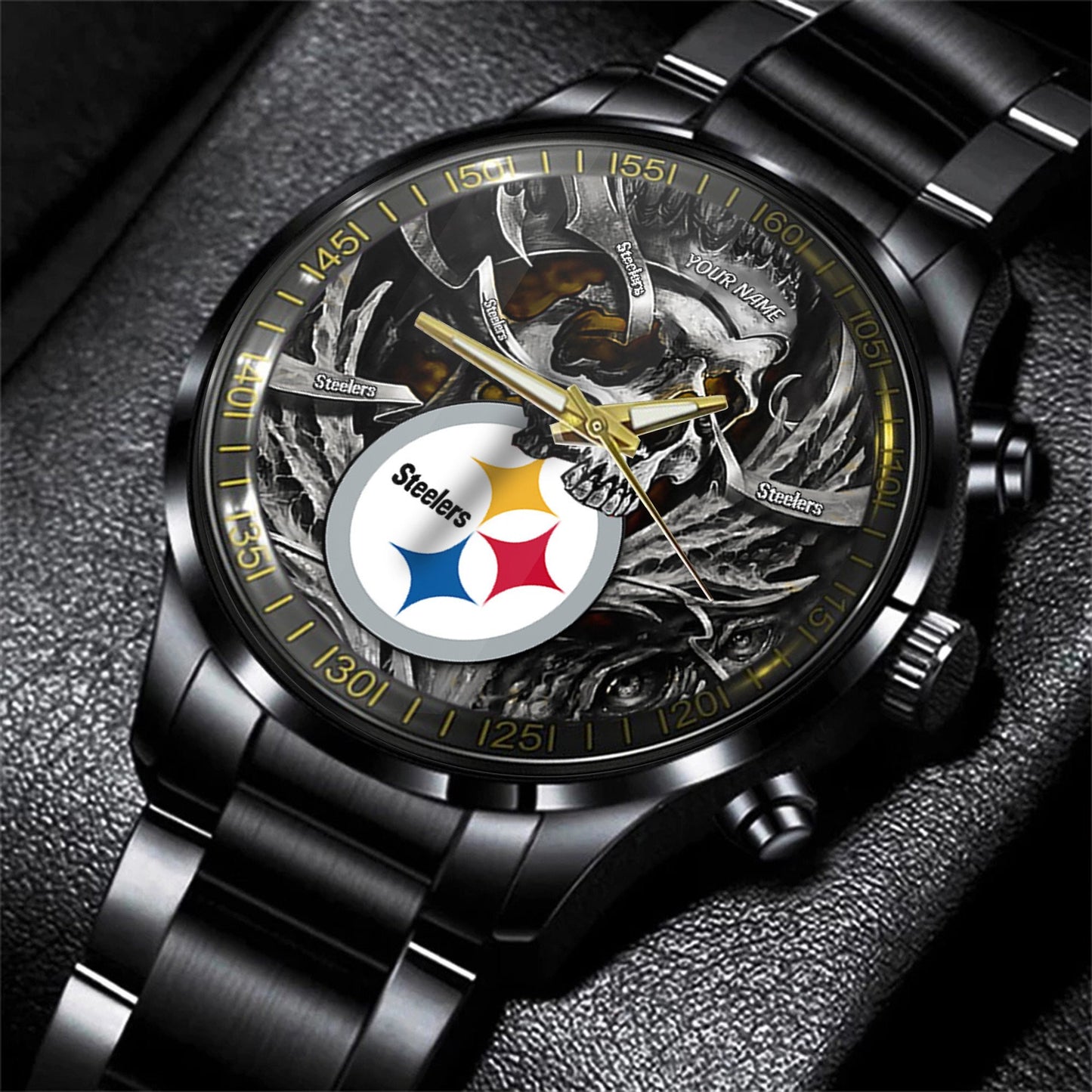 Pittsburgh Steelers Black Fashion Watch Gifts For Sport Fans AZWATCH45-1