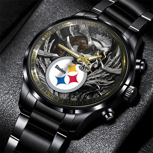 Pittsburgh Steelers Black Fashion Watch Gifts For Sport Fans AZWATCH45-1