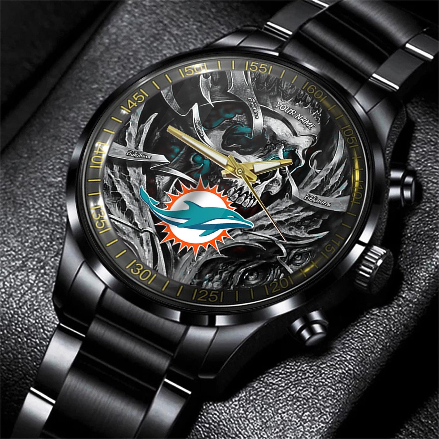Miami Dolphins Black Fashion Watch Gifts For Sport Fans AZWATCH48