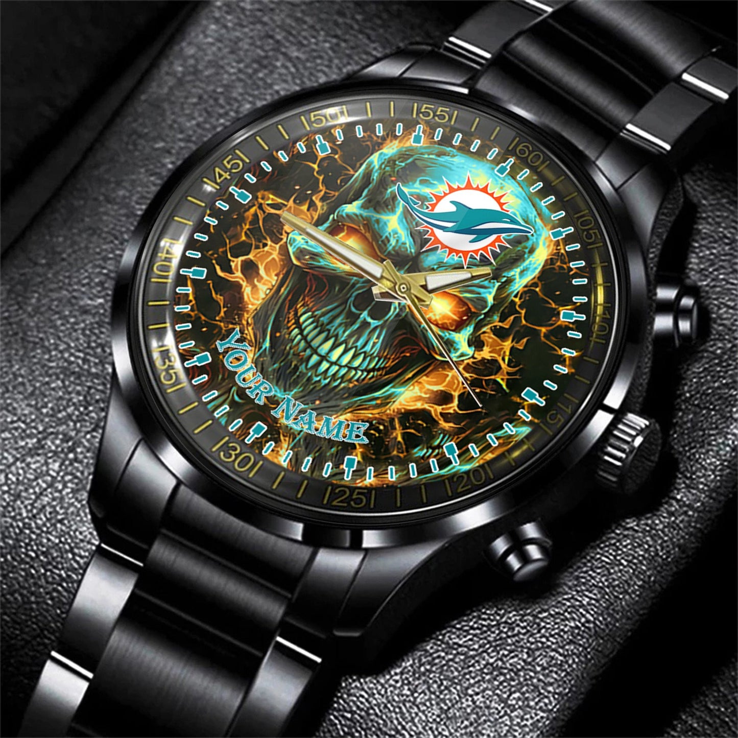 Miami Dolphins Black Fashion Watch Gifts For Sport Fans AZWATCH48
