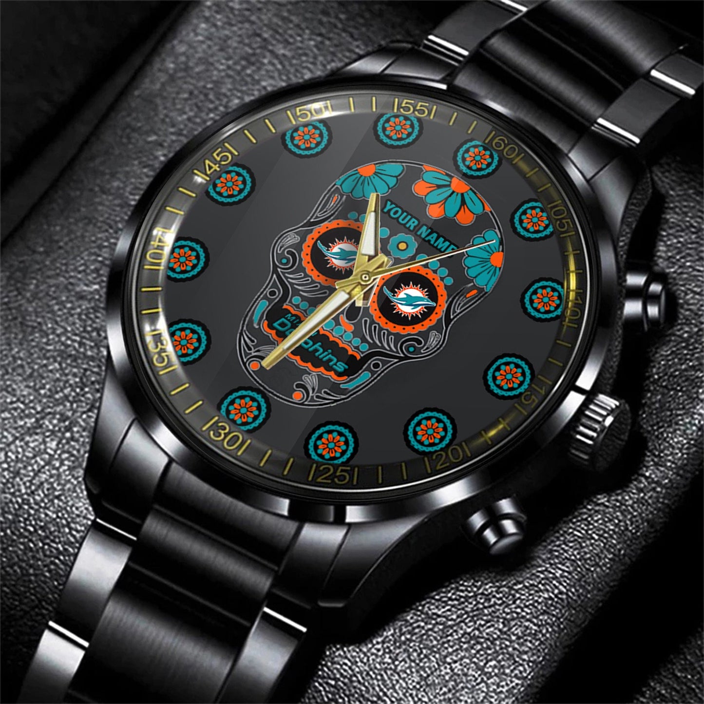 Miami Dolphins Black Fashion Watch Gifts For Sport Fans AZWATCH48