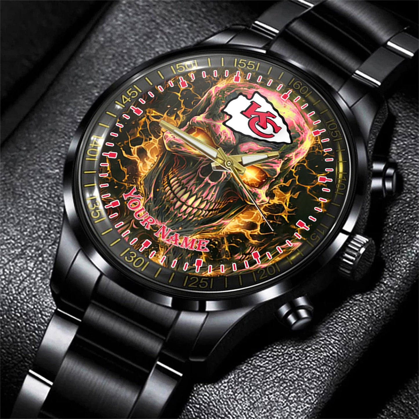Kansas City Chiefs Black Fashion Watch Gifts For Sport Fans AZWATCH50