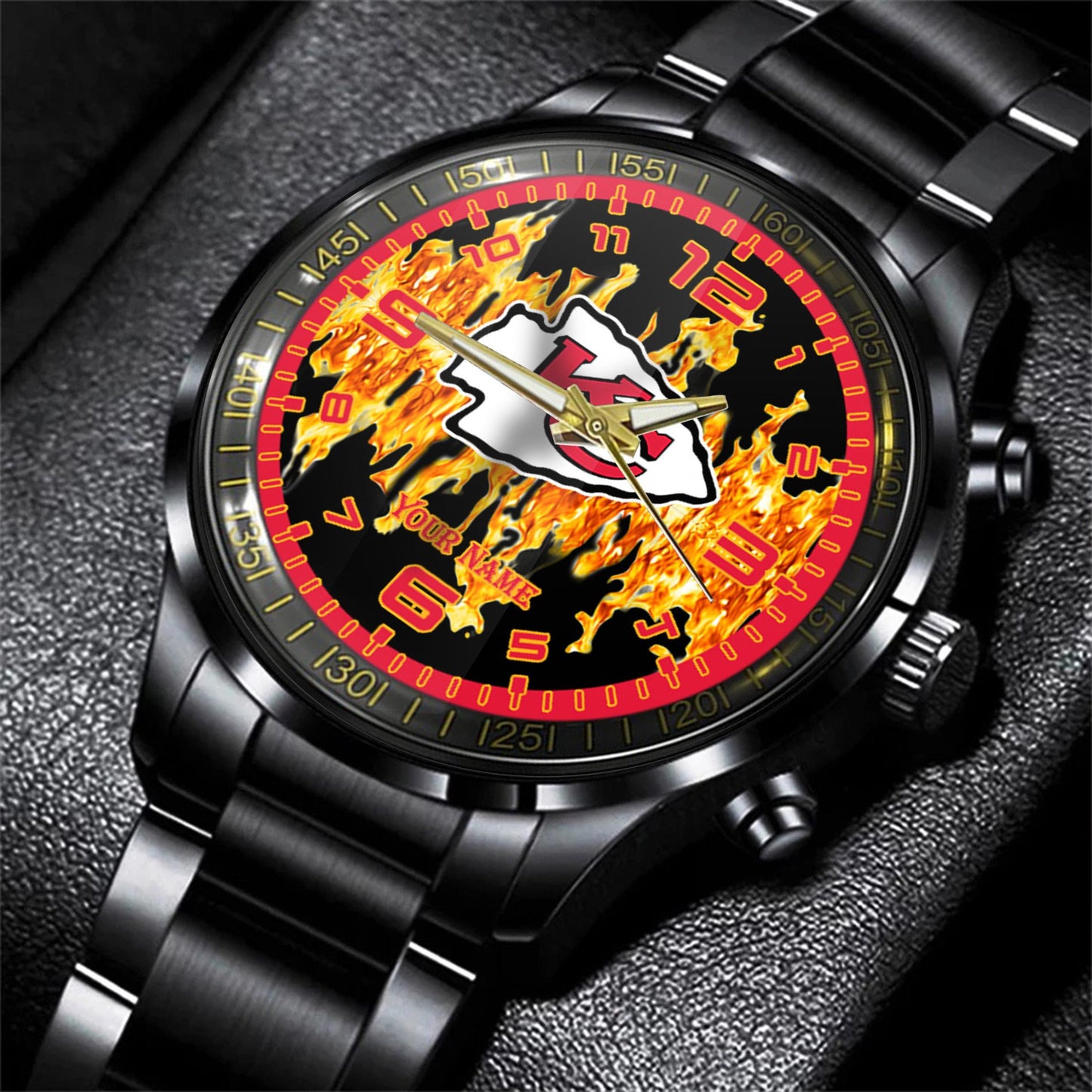 Kansas City Chiefs Black Fashion Watch Gifts For Sport Fans AZWATCH50