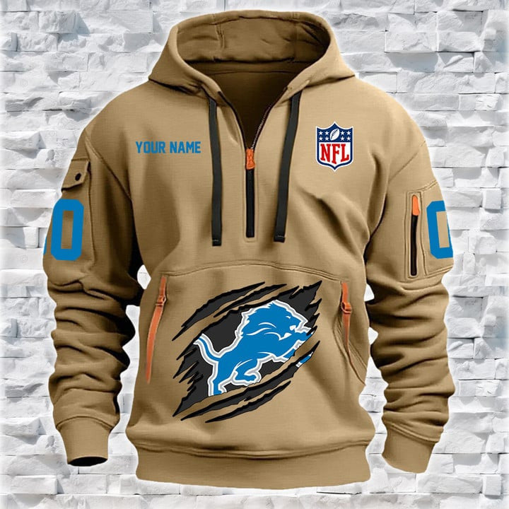 Detroit Lions  New Personalized Quarter Zip Hoodie Limited Edition AZBTQZH000067