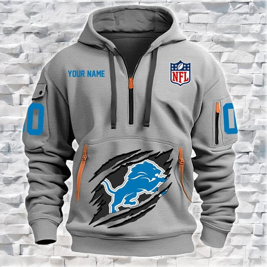 Detroit Lions  New Personalized Quarter Zip Hoodie Limited Edition AZBTQZH000067
