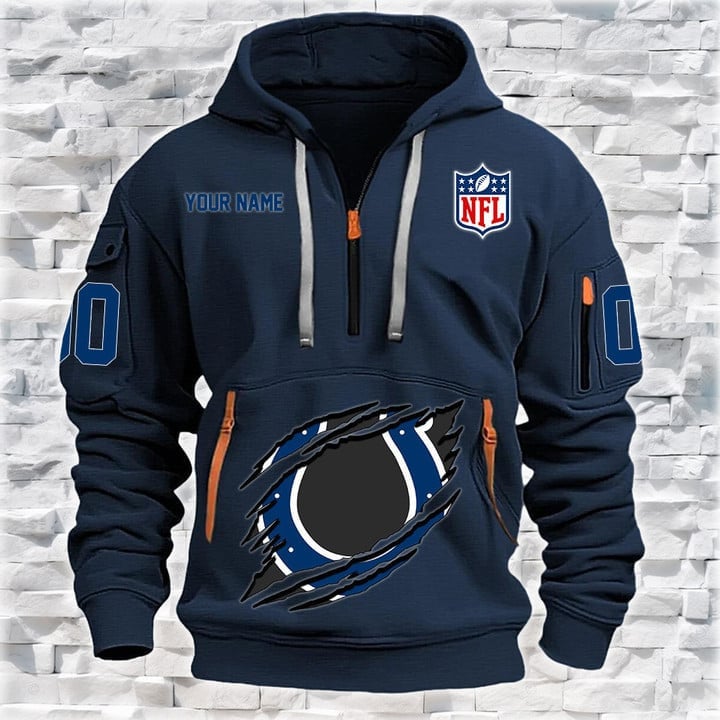 Indianapolis Colts  New Personalized Quarter Zip Hoodie Limited Edition AZBTQZH000085