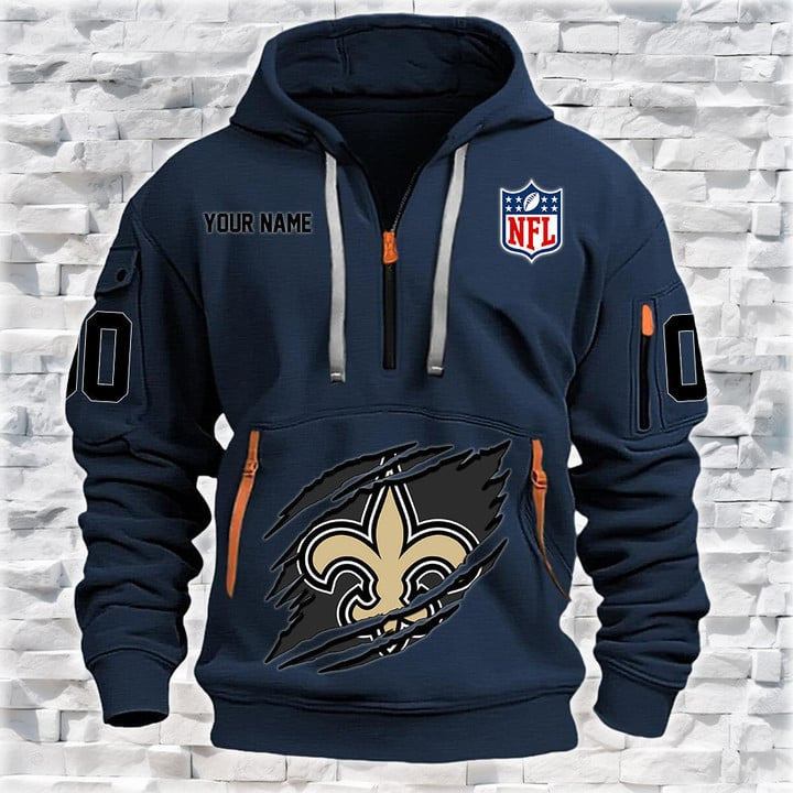 New Orleans Saints New Personalized Quarter Zip Hoodie Limited Edition AZBTQZH000076