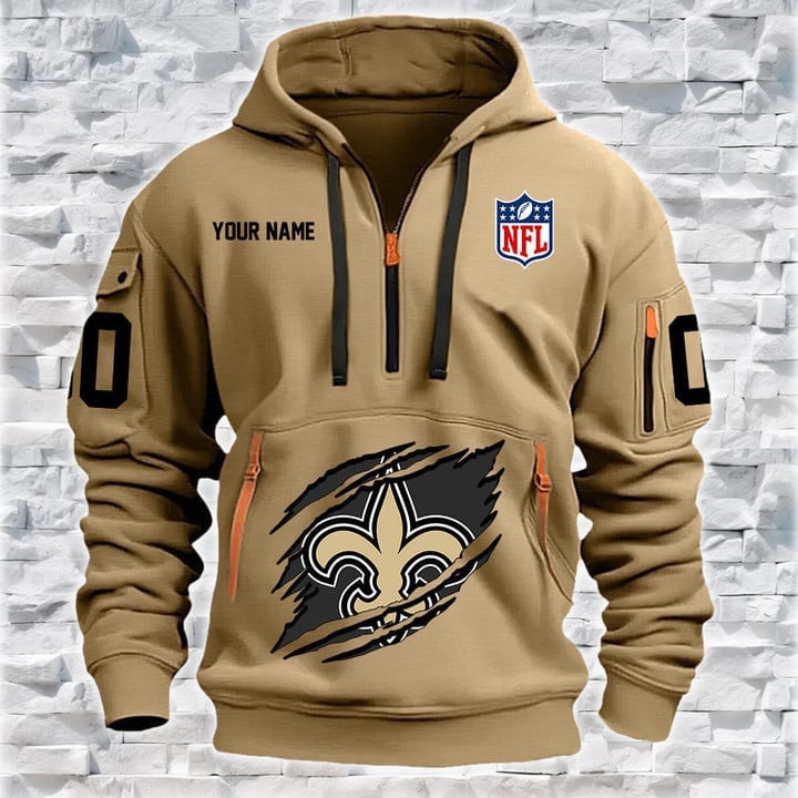 New Orleans Saints New Personalized Quarter Zip Hoodie Limited Edition AZBTQZH000076