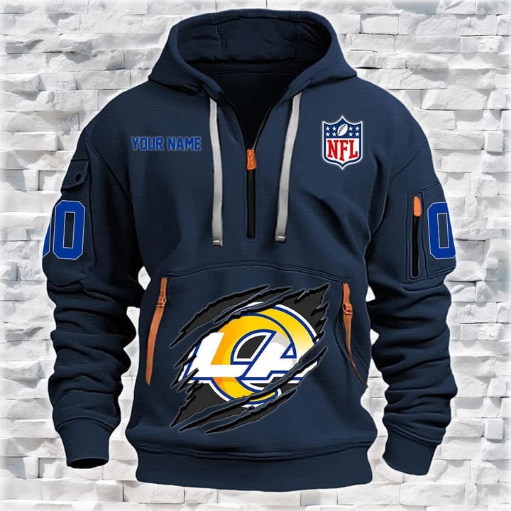 Los Angeles Rams New Personalized Quarter Zip Hoodie Limited Edition AZBTQZH000070