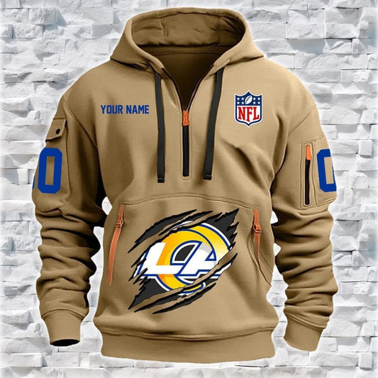 Los Angeles Rams New Personalized Quarter Zip Hoodie Limited Edition AZBTQZH000070